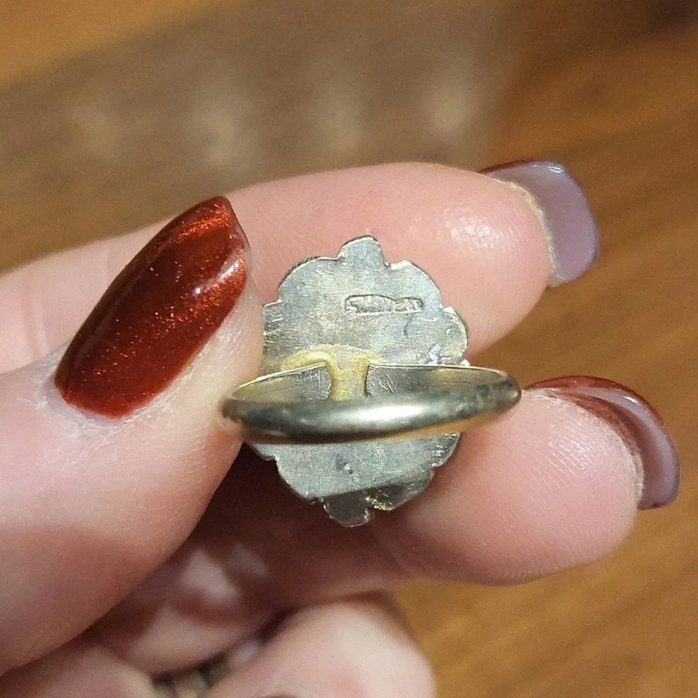 Vintage silver fashion ring with black stone | 5 1/2